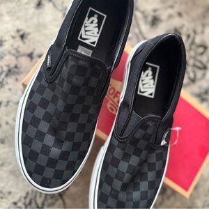 Vans Black Checkered Slip-On Sneakers size 10